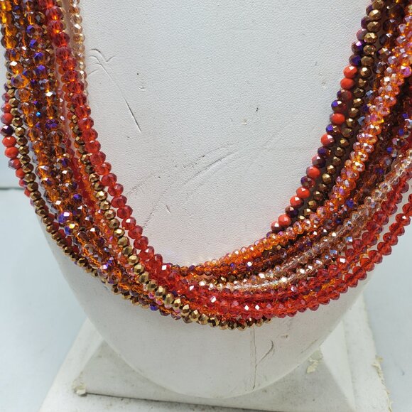 Ali Khan multi row cascade in faceted glass beads with neck/ear set in gift box - Picture 6 of 14